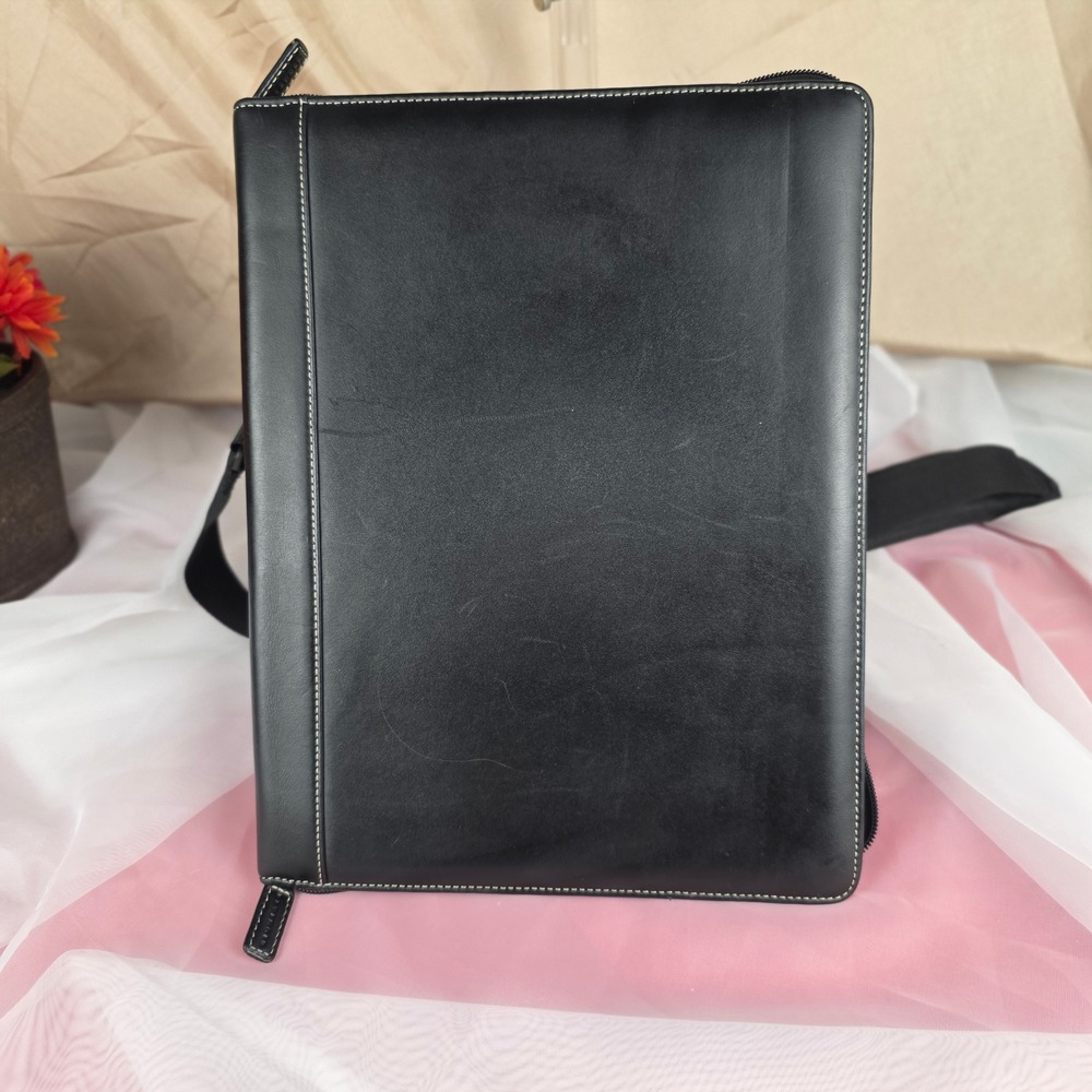 Levenger Black Leather Zip Pro Folio Letter Size Circa Discbound Padfolio